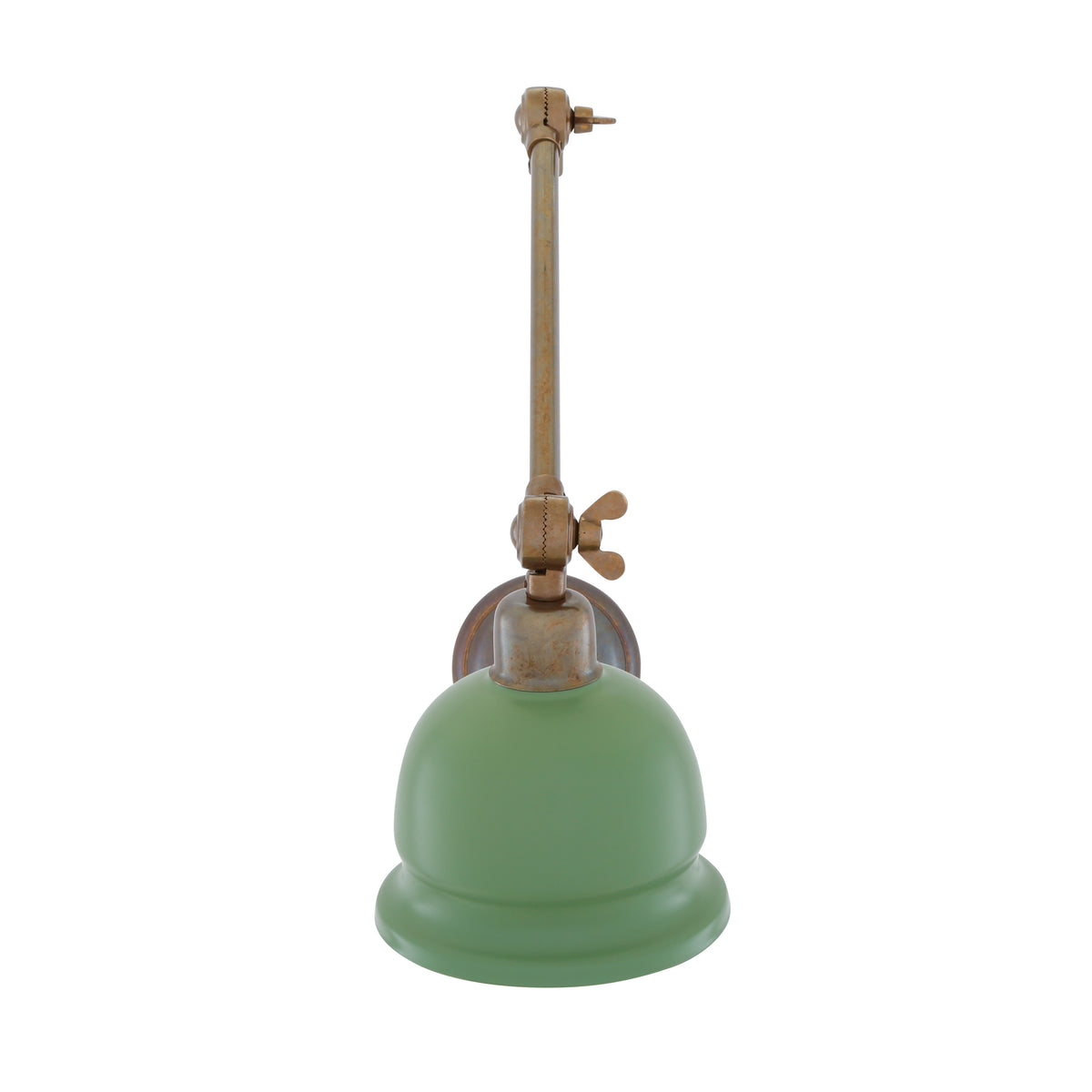 Nico Adjustable Picture Light in Antique Brass with Sage Green Metal Shade