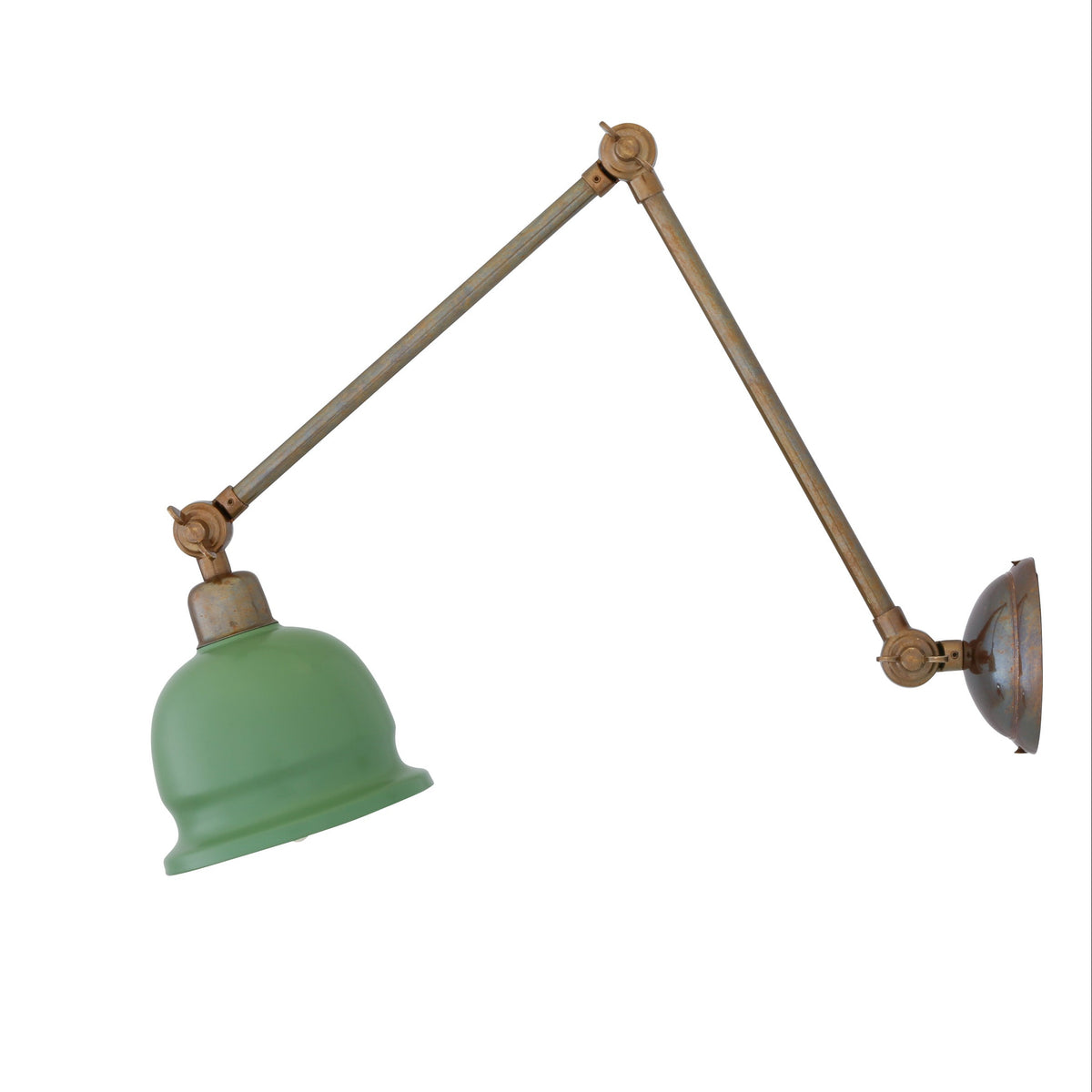 Nico Adjustable Picture Light in Antique Brass with Sage Green Metal Shade