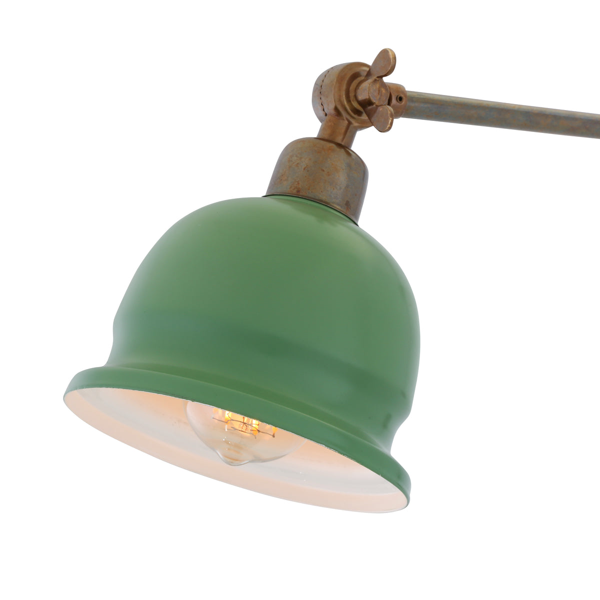 Nico Adjustable Picture Light in Antique Brass with Sage Green Metal Shade