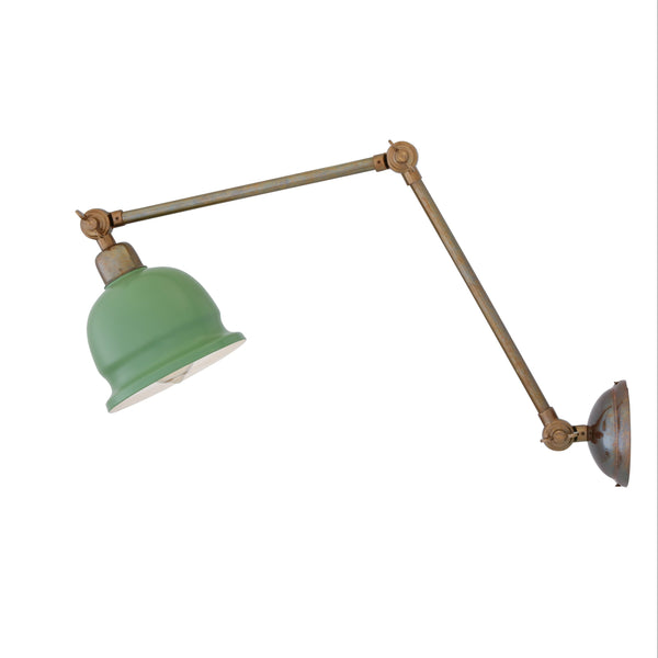 Nico Adjustable Picture Light in Antique Brass with Sage Green Metal Shade