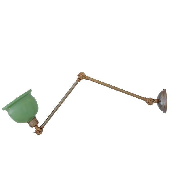 Nico Adjustable Picture Light in Antique Brass with Sage Green Metal Shade