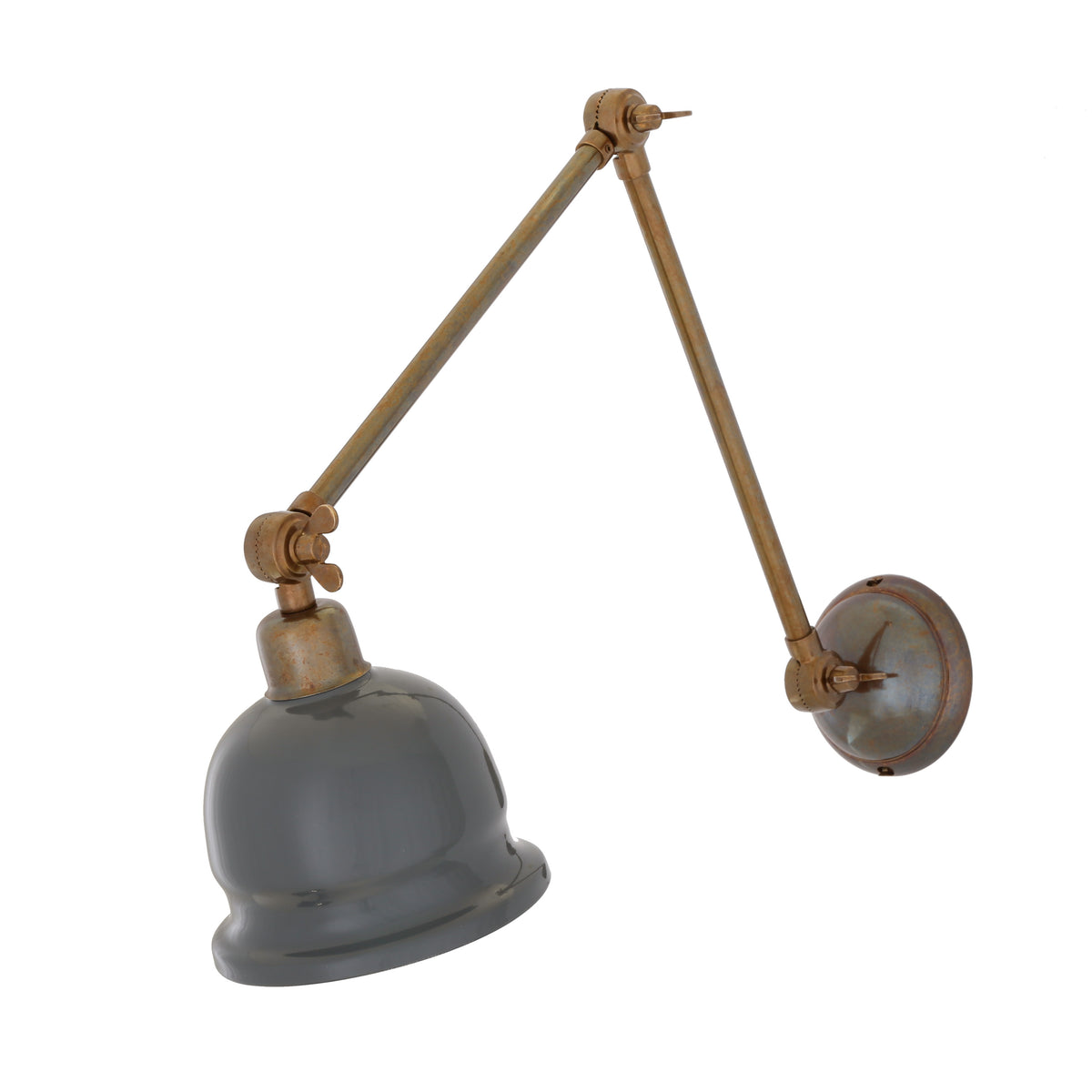 Nico Adjustable Picture Light in Antique Brass with Grey Metal Shade