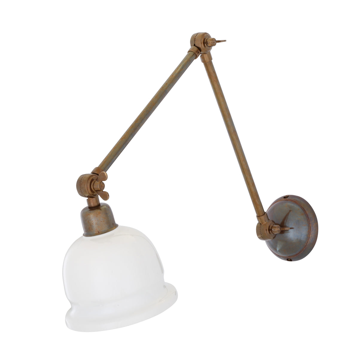 Nico Adjustable Picture Light in Antique Brass with White Metal Shade