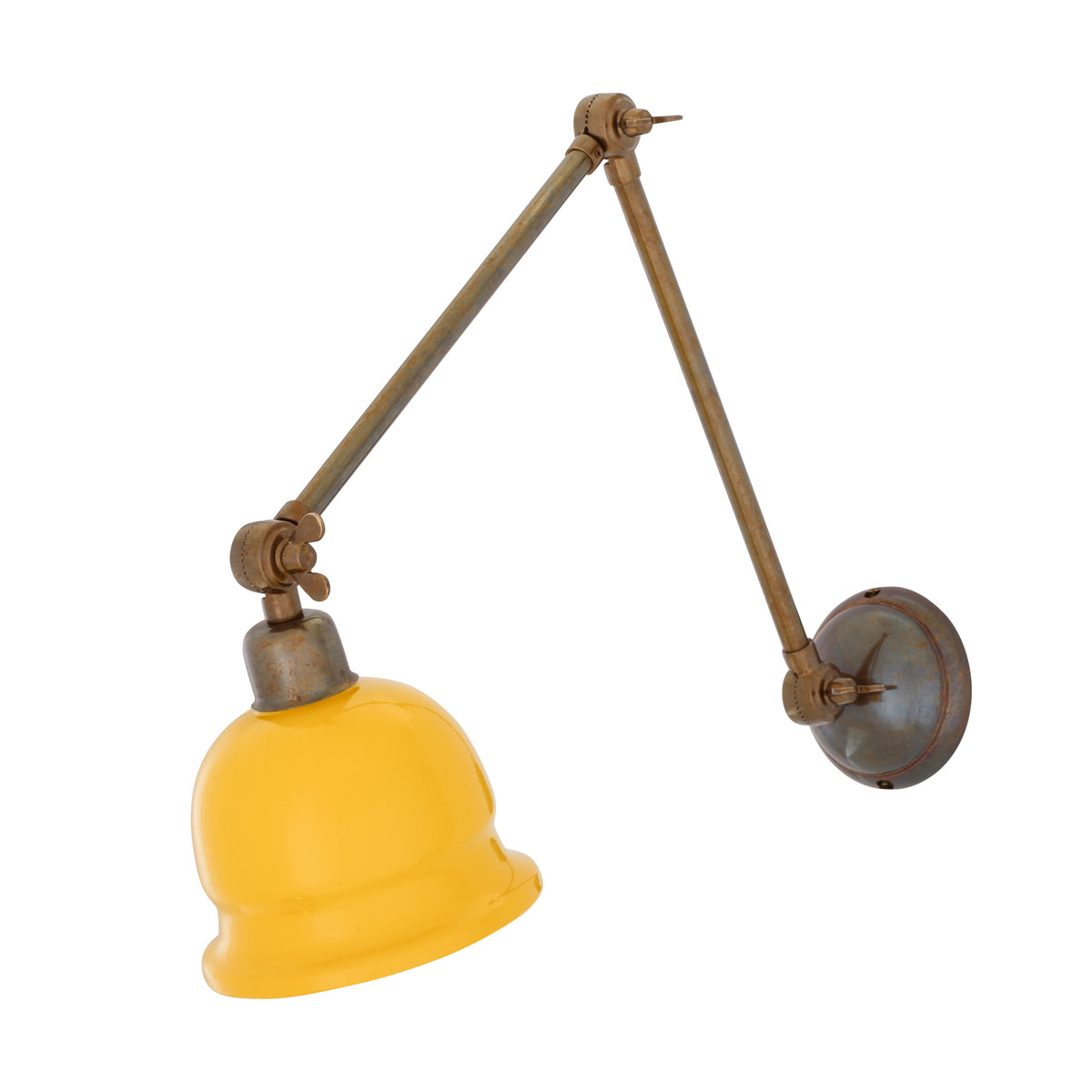 Nico Adjustable Picture Light in Antique Brass with Yellow Metal Shade