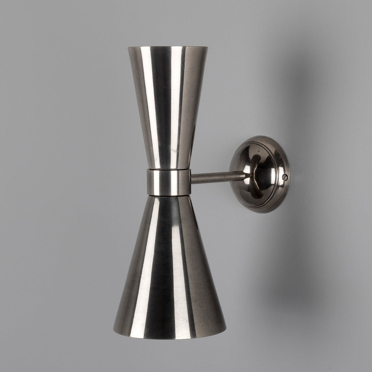 Polished nickel double cone wall sconce