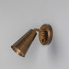 Cashel Adjustable Switched Brass Cone Wall Light in Antique Brass