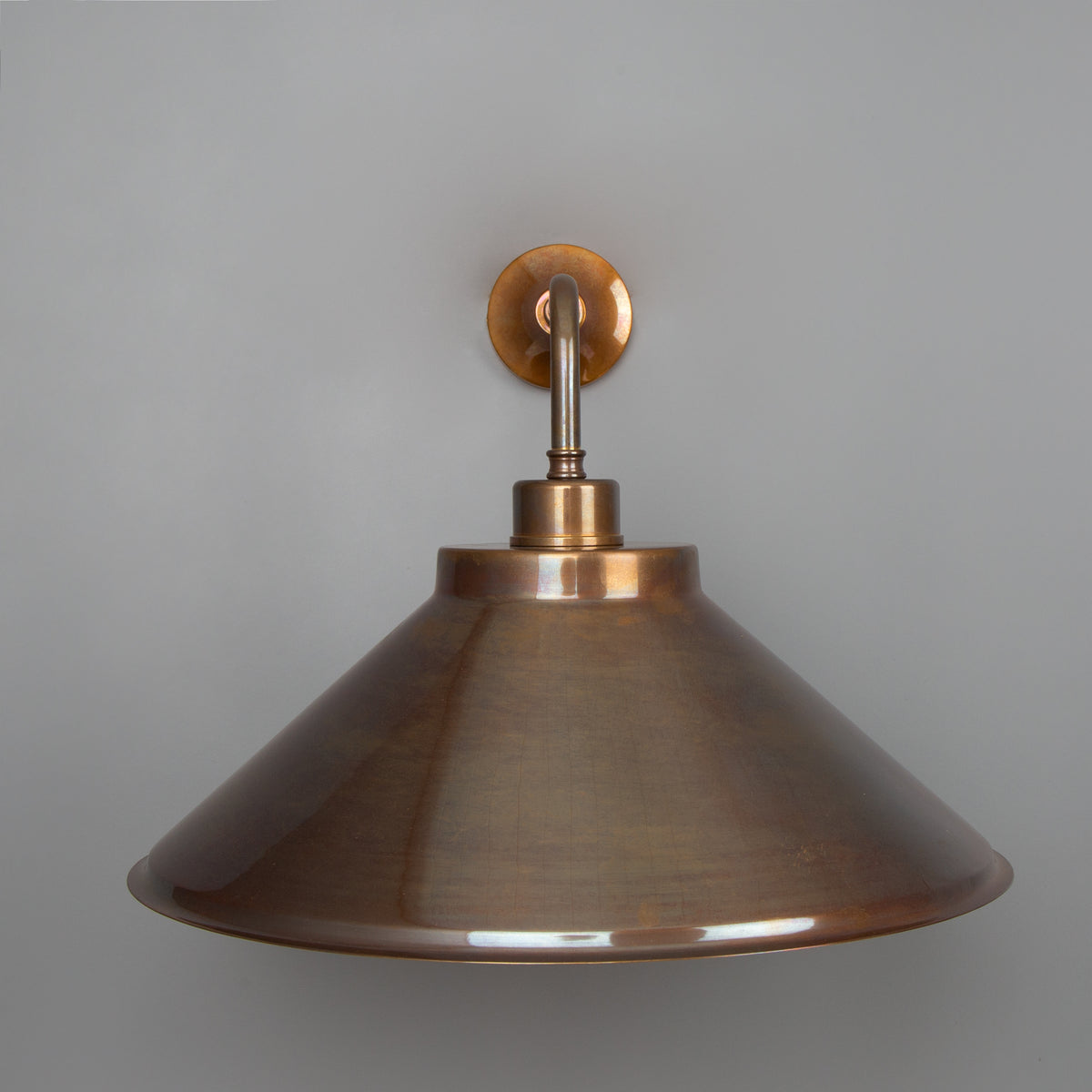 Rio Brass Wall Light with Curved Shade in Antique Brass