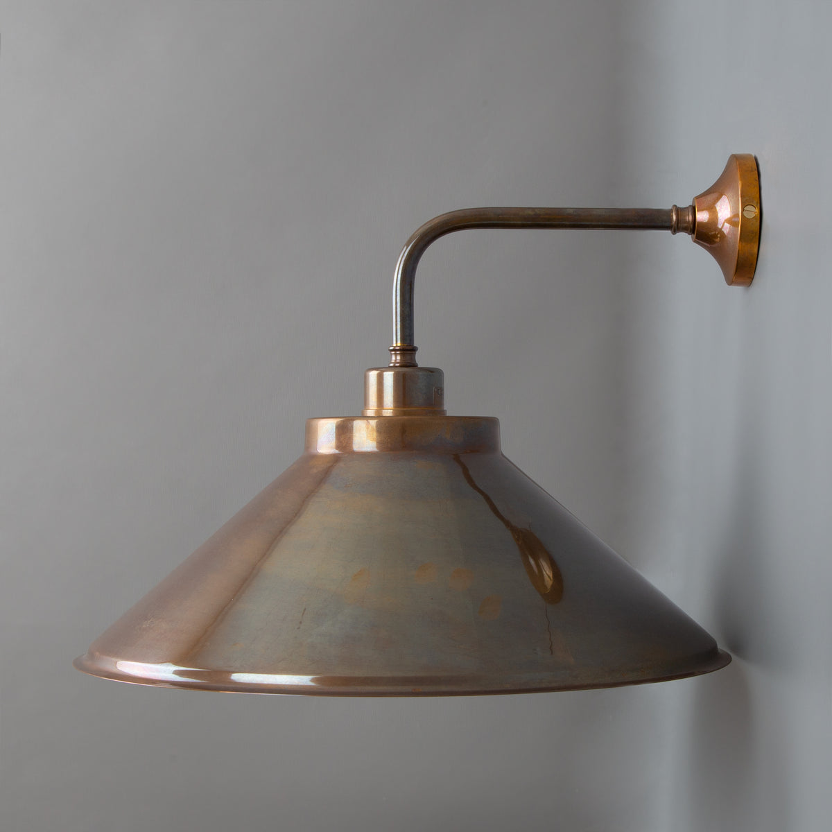 Rio Brass Wall Light with Curved Shade in Antique Brass