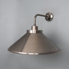 Rio Brass Wall Light with Curved Shade in Antique Silver