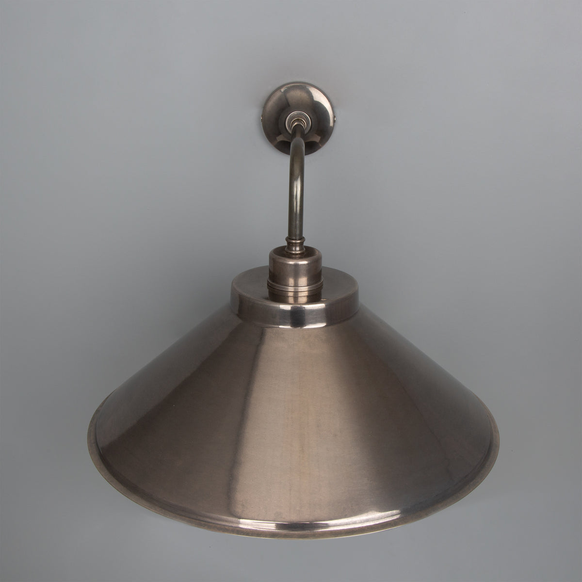 Rio Brass Wall Light with Curved Shade in Antique Silver