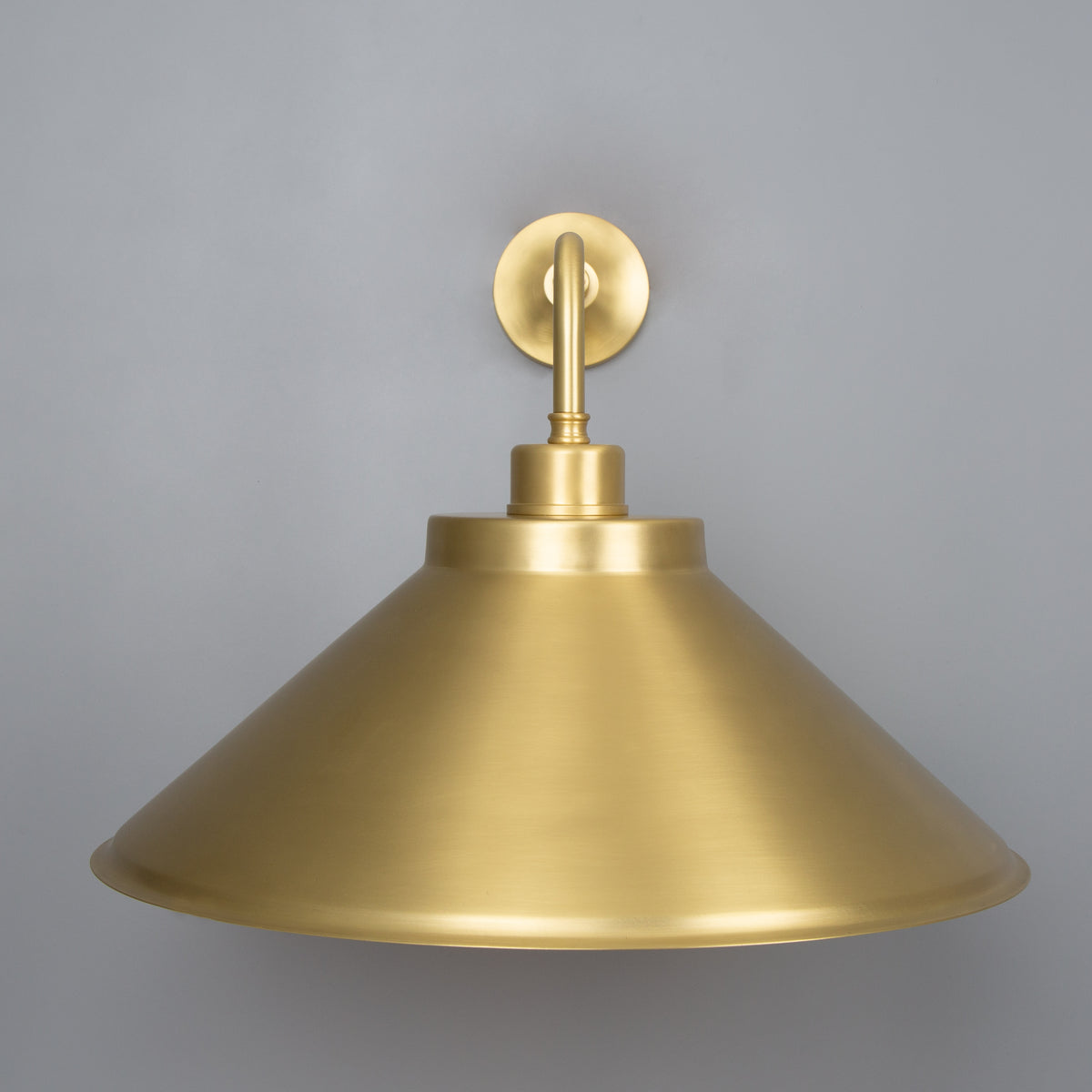 Rio Brass Wall Light with Curved Shade in Satin Brass