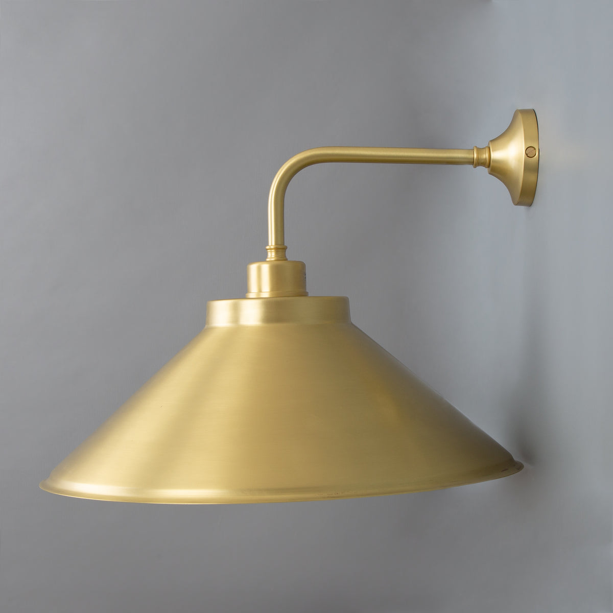 Rio Brass Wall Light with Curved Shade in Satin Brass