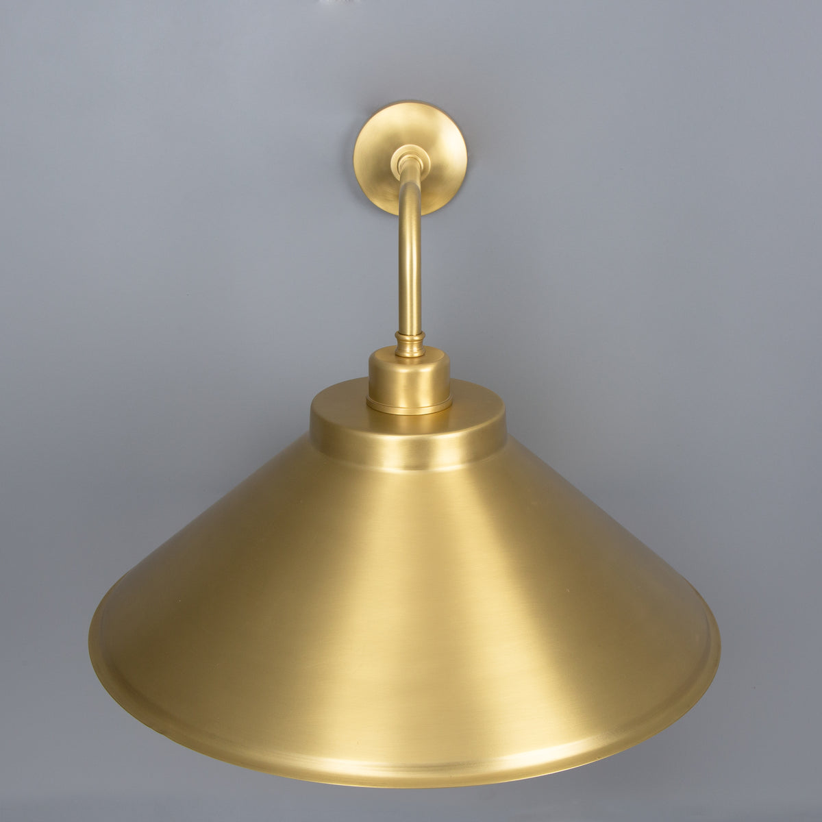 Rio Brass Wall Light with Curved Shade in Satin Brass