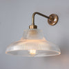 Mono Vintage Railway Wall Light in Antique Brass with Prismatic Glass Shade