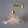 Mono Vintage Railway Wall Light in Satin Brass with Prismatic Glass Shade