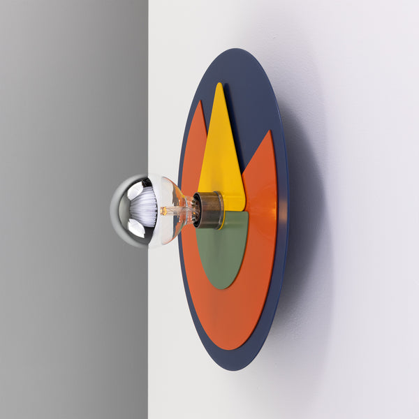 Neptune Colourful Disc Wall Light in Antique Silver