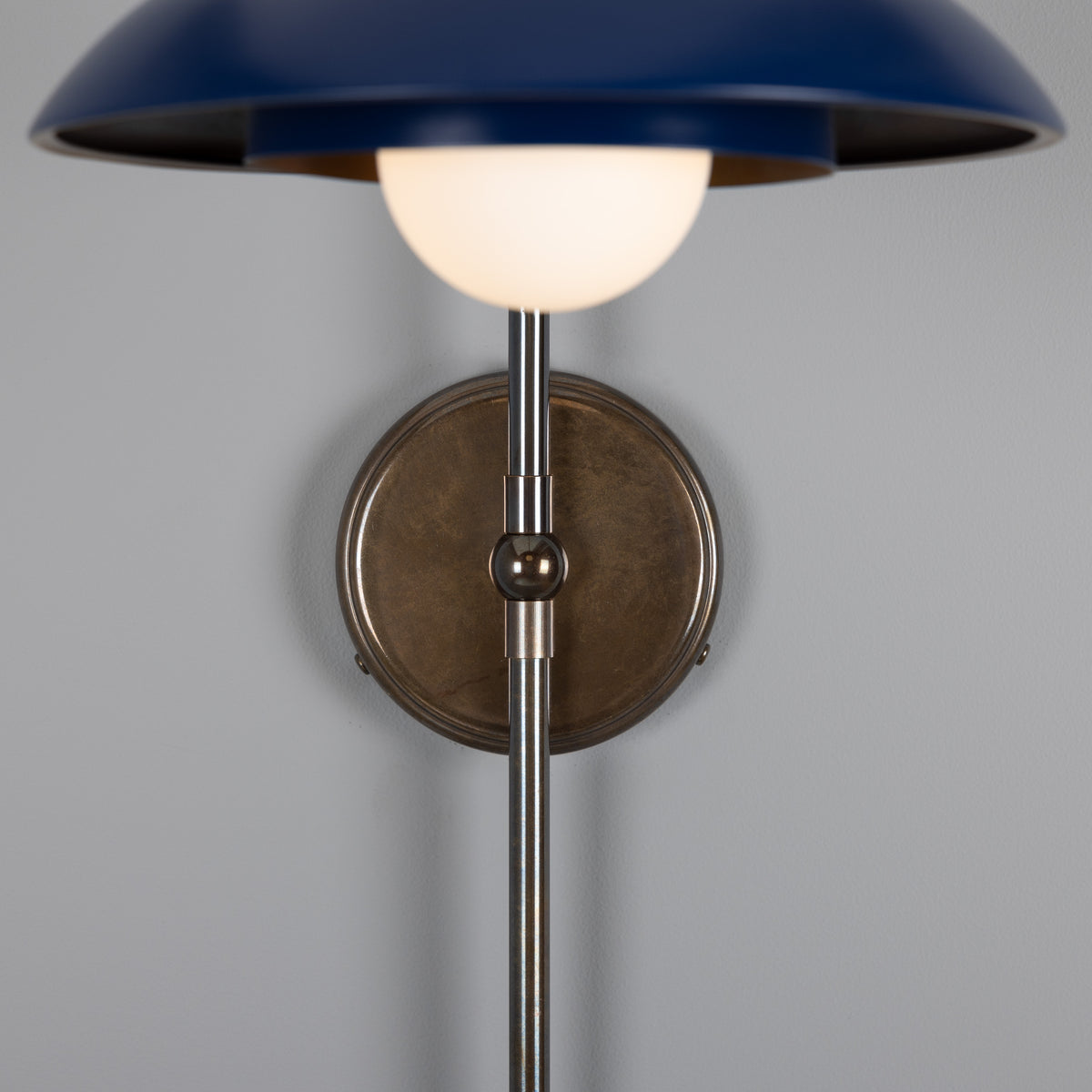 Marrakesh Art Deco Arc Wall Light in Antique Brass and Sapphire Blue