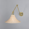 Savannah Adjustable Arm Wall Light in Polished Brass with Large Bell Shaped Rattan Shade