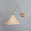 Savannah Adjustable Arm Wall Light in Satin Brass with Large Bell Shaped Rattan Shade