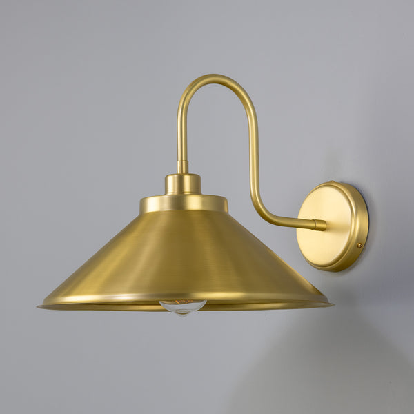 Rio Vintage Brass Swan Neck Wall Light  in Satin Brass