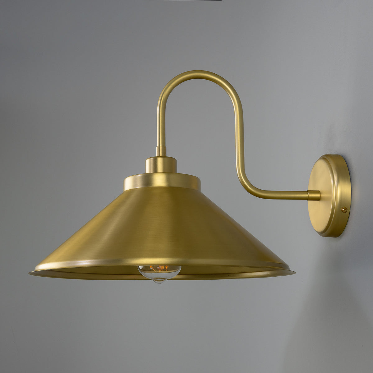 Rio Vintage Brass Swan Neck Wall Light  in Satin Brass