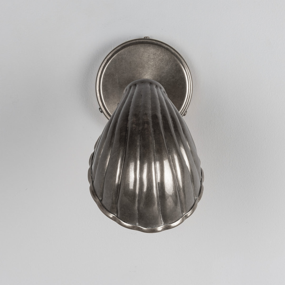 Shell Adjustable Brass Wall Light in Antique Silver