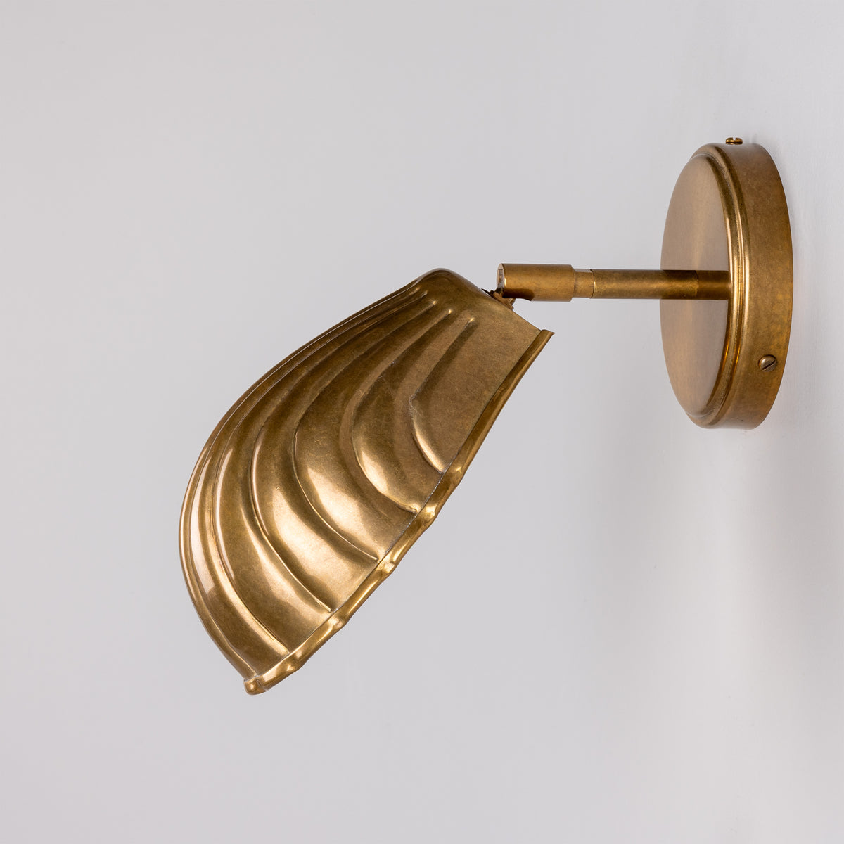 Shell Adjustable Brass Wall Light in Antique Brass