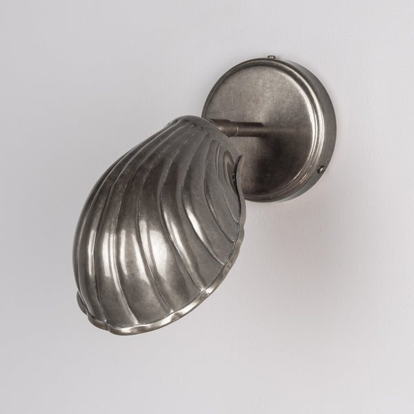 Shell Adjustable Brass Wall Light in Antique Silver