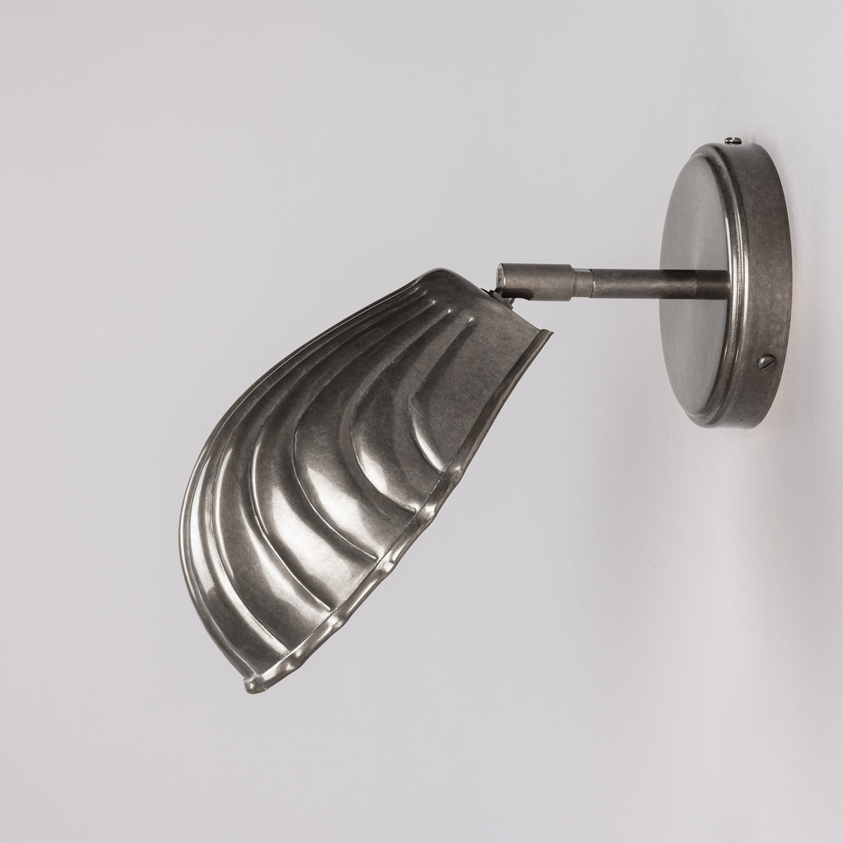 Shell Adjustable Brass Wall Light in Antique Silver