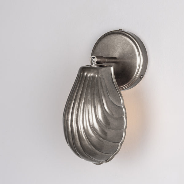 Shell Adjustable Brass Wall Light in Antique Silver