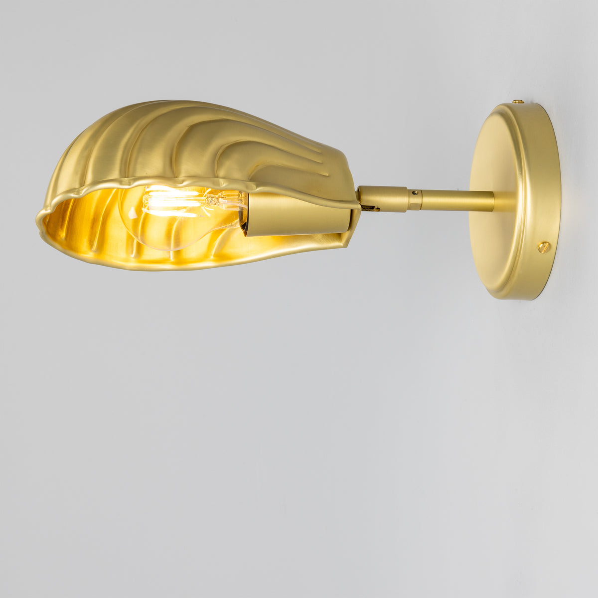 Shell Adjustable Brass Wall Light in Satin Brass