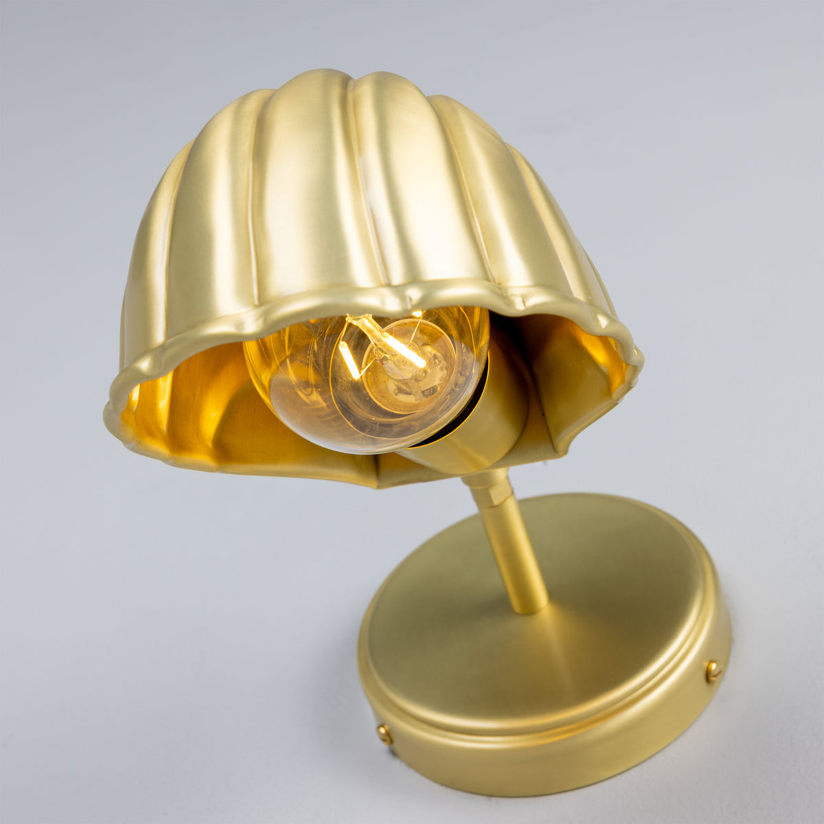Shell Adjustable Brass Wall Light in Satin Brass