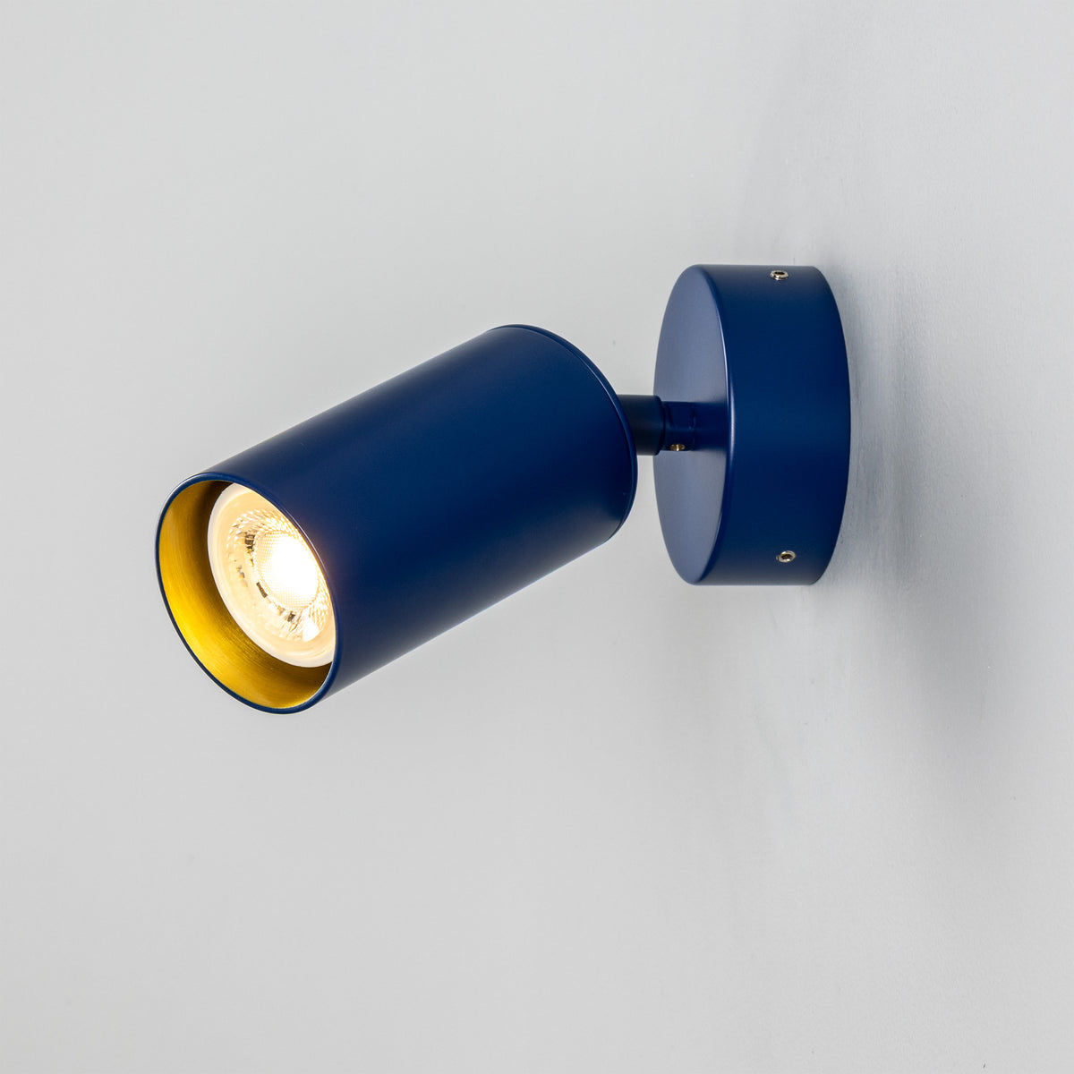 Evanston Directional Brass Wall Spotlight in Sapphire Blue