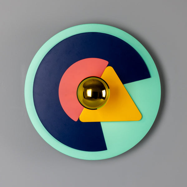 Earth Colourful Disc Wall Light in Polished Brass