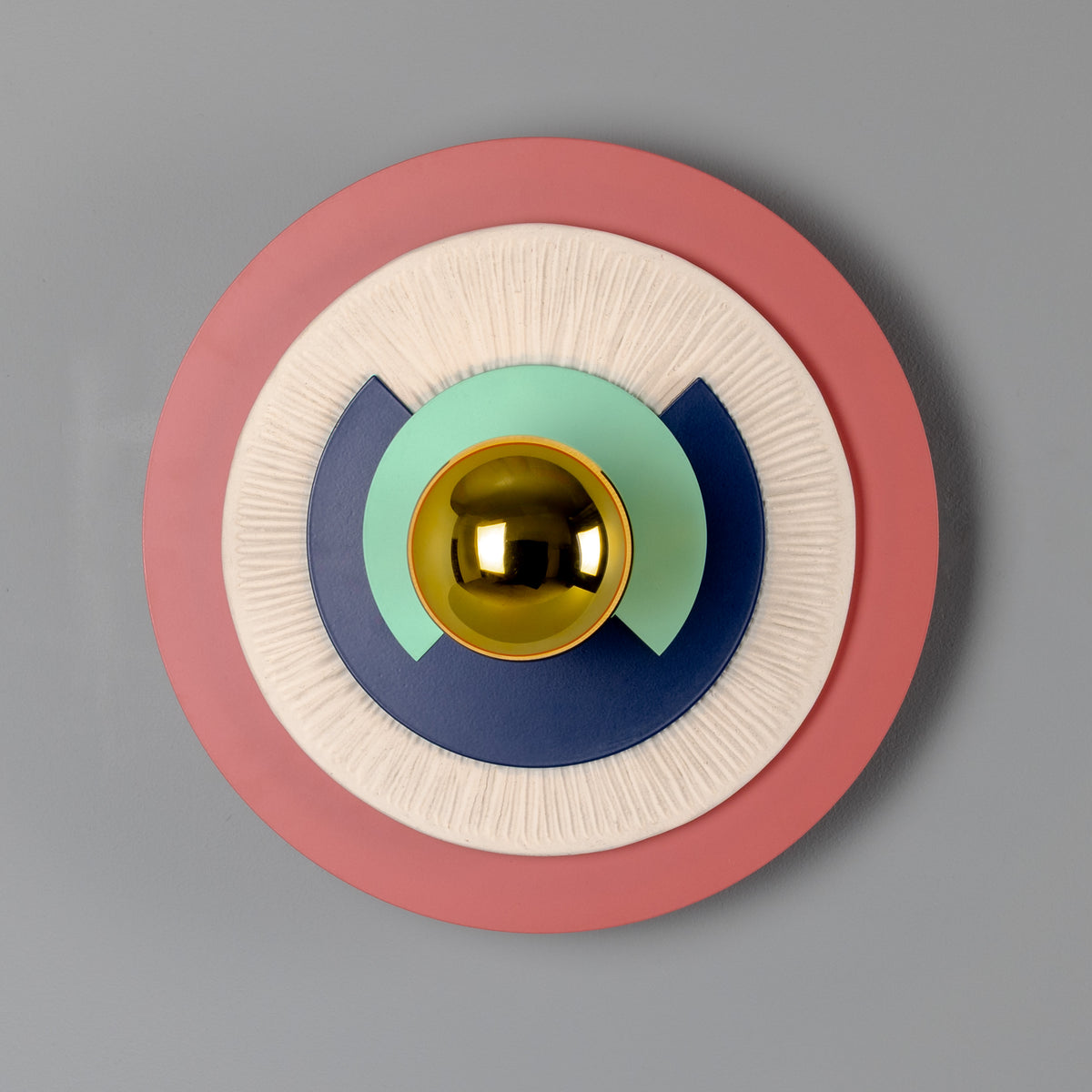 Saturn Colourful Disc Wall Light in Polished Brass