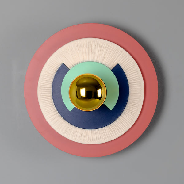 Saturn Colourful Disc Wall Light in Polished Brass