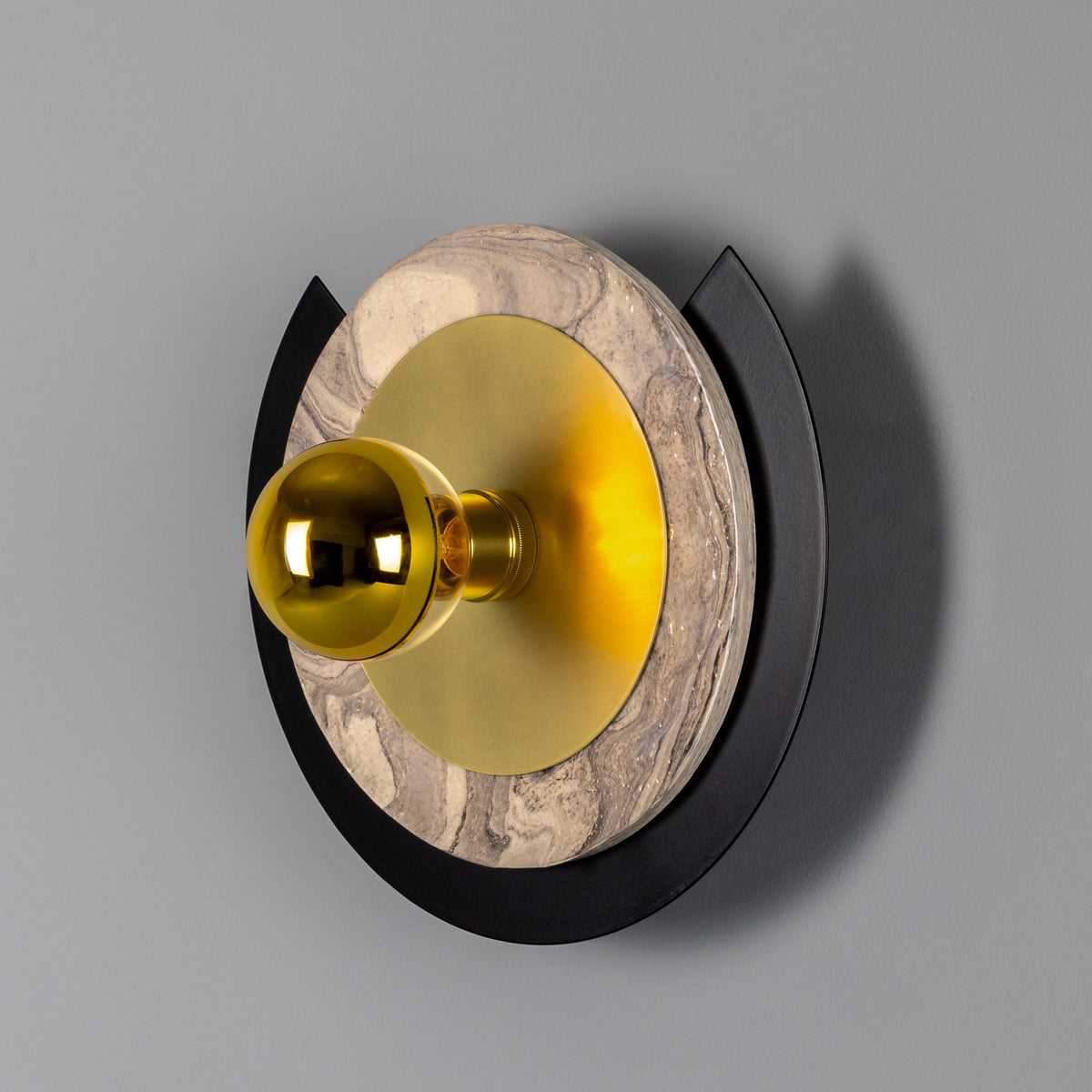 Venus Contemporary Disc Wall Light in Polished Brass