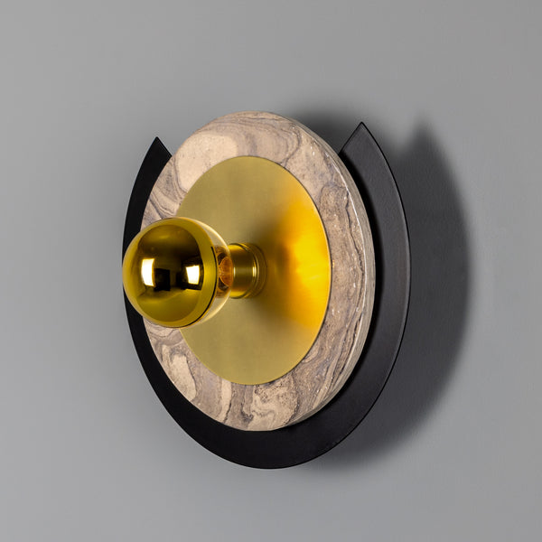 Venus Contemporary Disc Wall Light in Polished Brass