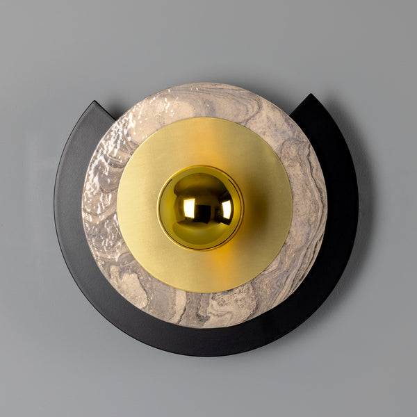 Venus Contemporary Disc Wall Light in Polished Brass