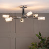 Morgan Six Light Semi Flush Fitting in Polished Chrome