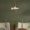 Mya Single Pendant In Antique Brass With Ribbed Glass Shade