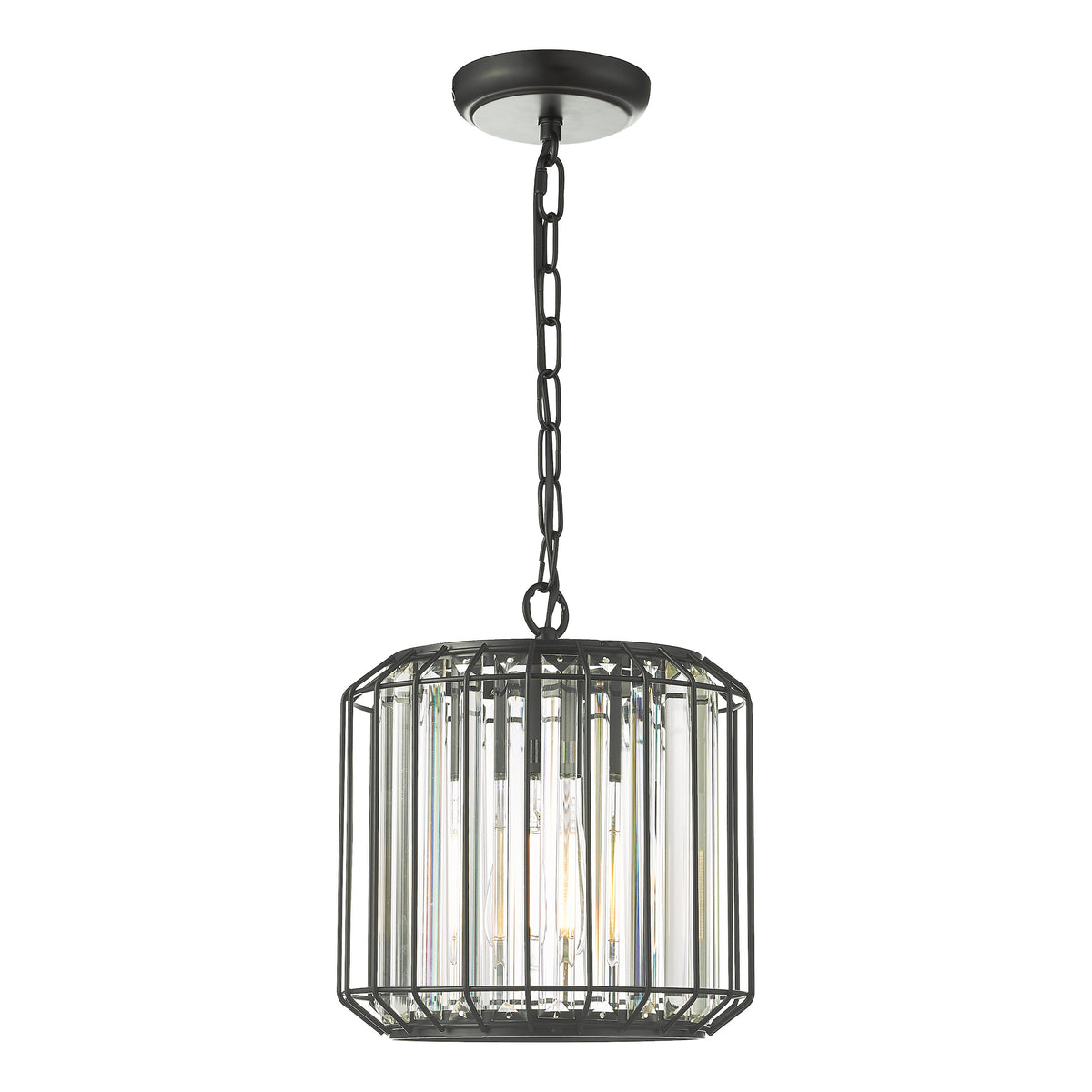 Naeva Single Pendant in Satin Black with Faceted Crystals