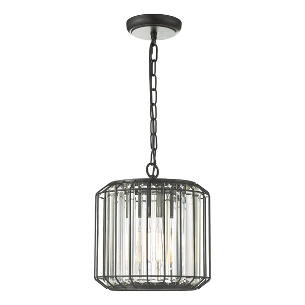 Naeva Single Pendant in Satin Black with Faceted Crystals