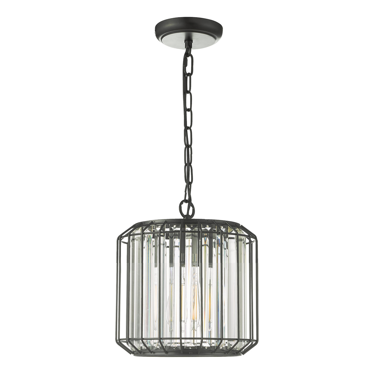 Naeva Single Pendant in Satin Black with Faceted Crystals