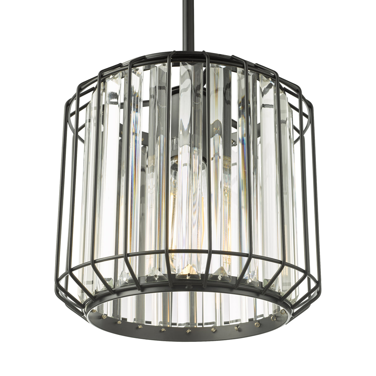 Naeva Single Pendant in Satin Black with Faceted Crystals