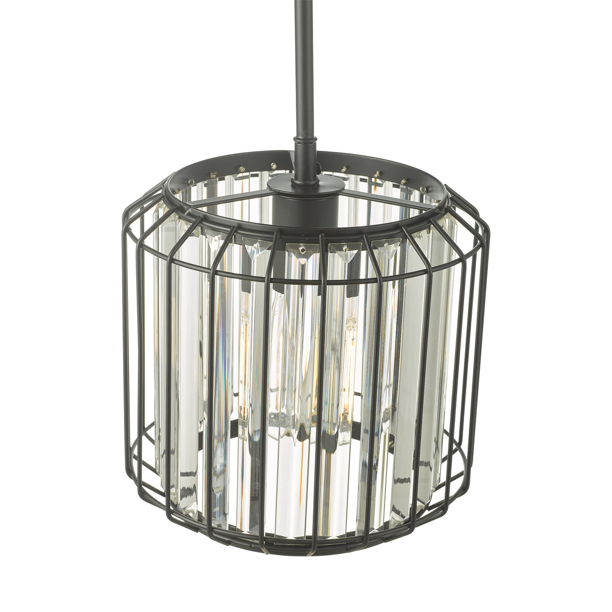 Naeva Single Pendant in Satin Black with Faceted Crystals