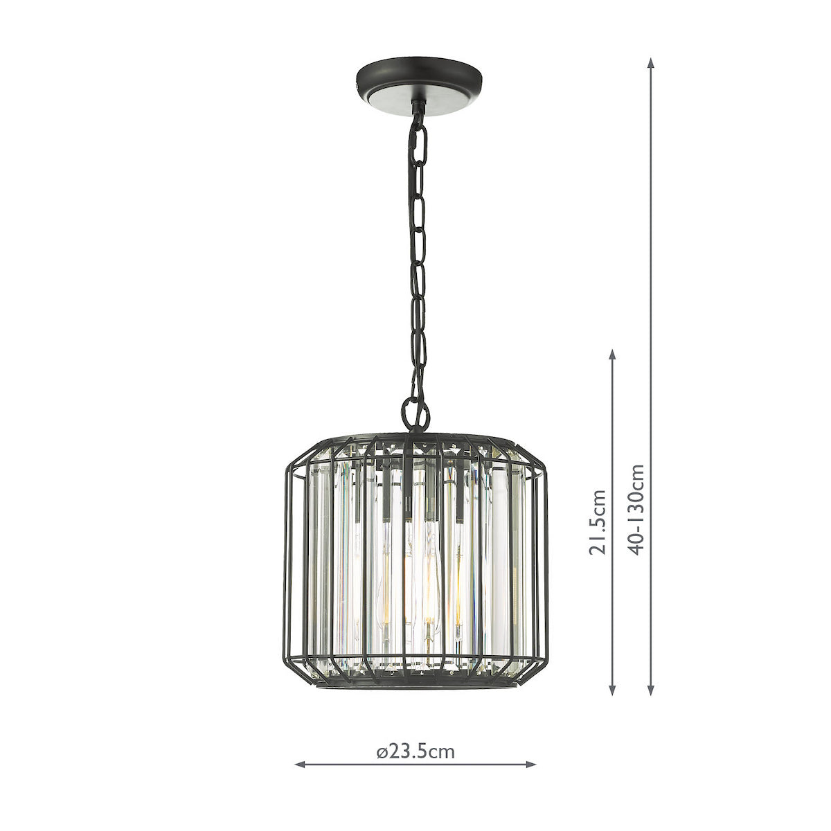 Naeva Single Pendant in Satin Black with Faceted Crystals