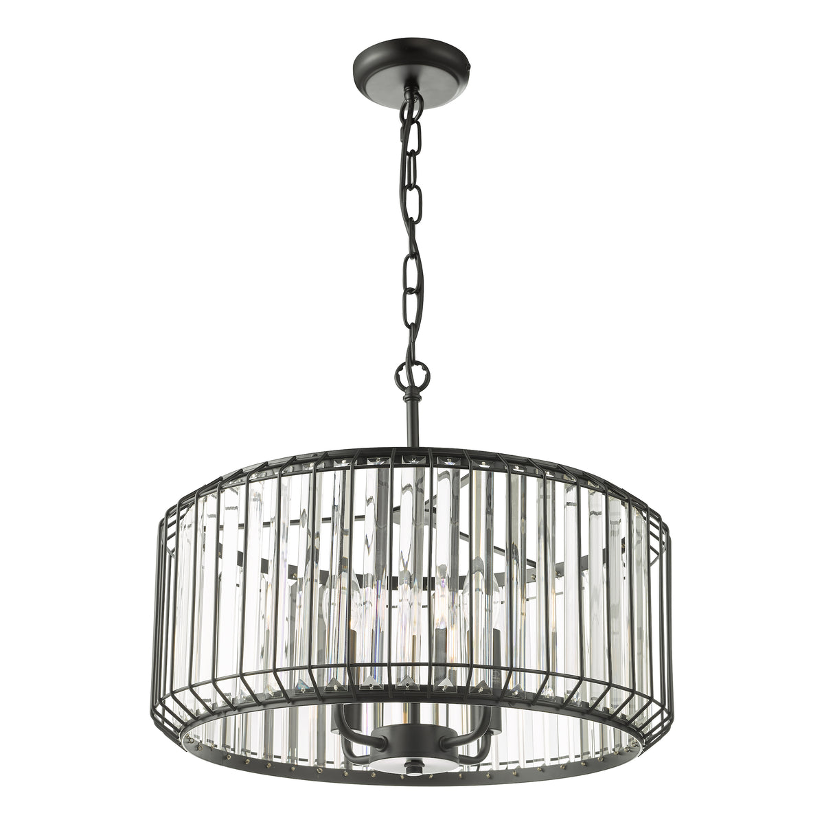 Naeva Four Light Pendant in Satin Black with Faceted Crystals