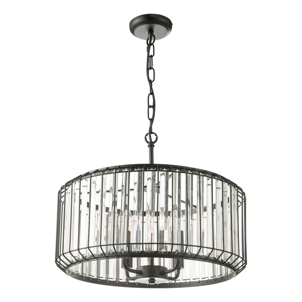 Naeva Four Light Pendant in Satin Black with Faceted Crystals