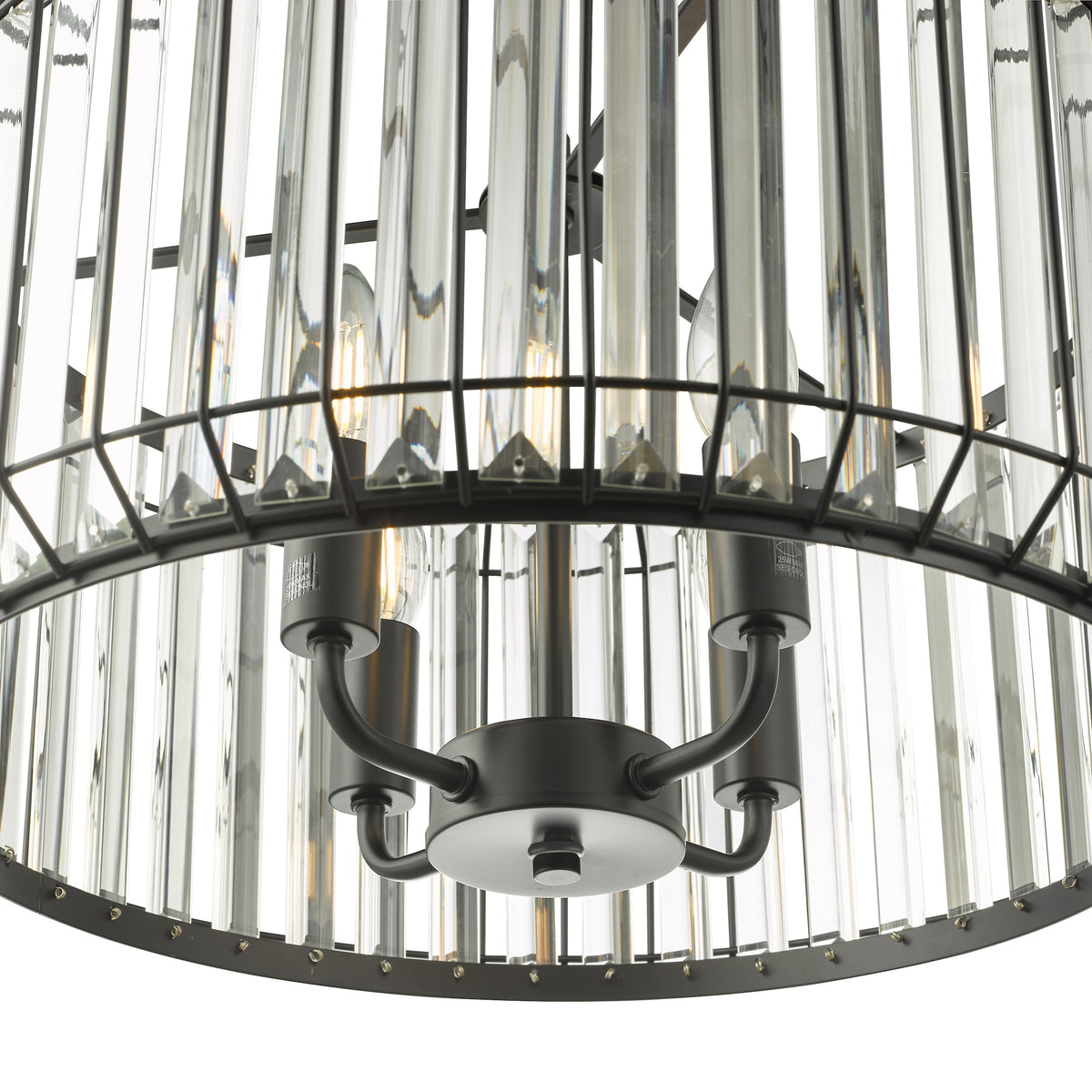 Naeva Four Light Pendant in Satin Black with Faceted Crystals